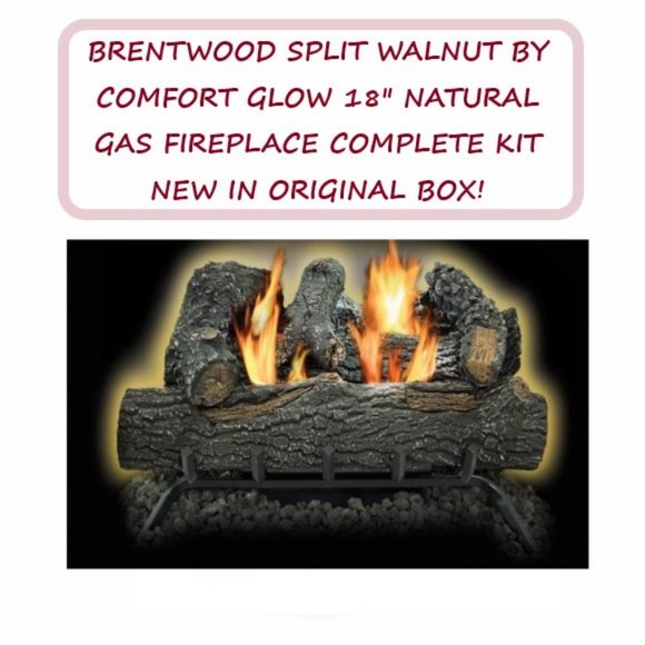 Comforter Glow 18" Natural/LP Gas Brentwood Split Walnut 9 handpainted logs New - Picture 2 of 7